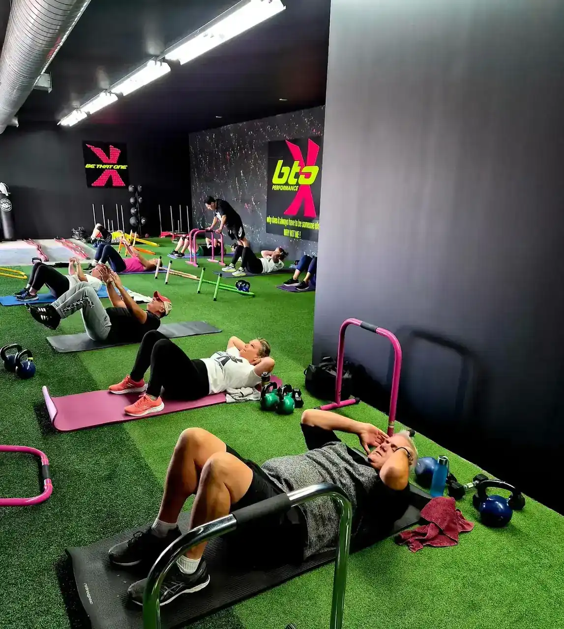 BTO Performance group training session on the gym floor